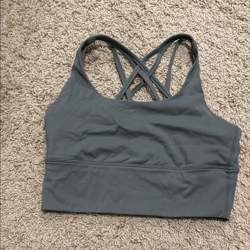 Gray Racerback Sports Bra with Crisscross Straps
